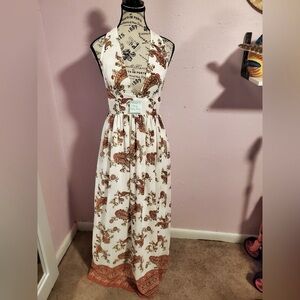 Forever 21 Backless Paisley Dress - Cream and Brown